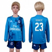 Wholesale Cheap Real Madrid #23 Kovacic Sec Away Long Sleeves Kid Soccer Club Jersey
