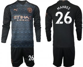 Wholesale Cheap Men 2020-2021 club Manchester city home long sleeve 26 black Soccer Jerseys