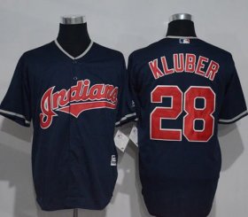 Wholesale Cheap Indians #28 Corey Kluber Navy Blue New Cool Base Stitched MLB Jersey