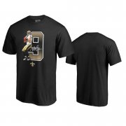 Wholesale Cheap New Orleans Saints #9 Drew Brees Black Men's Player Graphic Powerhouse T-Shirt