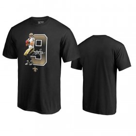 Wholesale Cheap New Orleans Saints #9 Drew Brees Black Men\'s Player Graphic Powerhouse T-Shirt