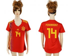Wholesale Cheap Women\'s Spain #14 Fernandez Red Home Soccer Country Jersey