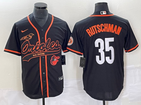 Wholesale Cheap Men\'s Baltimore Orioles #35 Adley Rutschman Black With Patch Cool Base Stitched Baseball Jersey