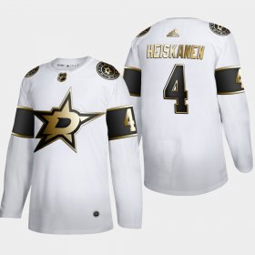 Wholesale Cheap Dallas Stars #4 Miro Heiskanen Men\'s Adidas White Golden Edition Limited Stitched NHL Jersey