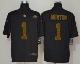 Wholesale Cheap Men\'s Carolina Panthers #1 Cam Newton Black 2020 Nike Flocked Leopard Print Vapor Limited NFL Jersey