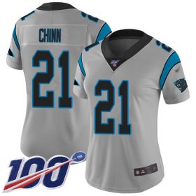 Wholesale Cheap Nike Panthers #21 Jeremy Chinn Silver Women\'s Stitched NFL Limited Inverted Legend 100th Season Jersey