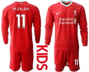 Wholesale Cheap 2021 Liverpool home long sleeves Youth 11 soccer jerseys