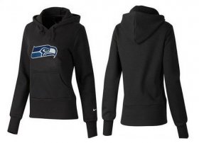 Wholesale Cheap Women\'s Seattle Seahawks Logo Pullover Hoodie Black