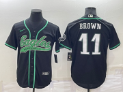 Wholesale Cheap Men's Philadelphia Eagles #11 AJ Brown Black Stitched Cool Base Nike Baseball Jersey