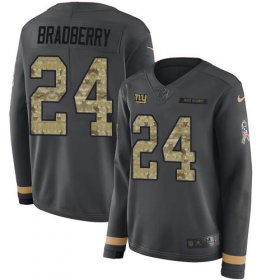 Wholesale Cheap Nike Giants #24 James Bradberry Anthracite Salute to Service Women\'s Stitched NFL Limited Therma Long Sleeve Jersey