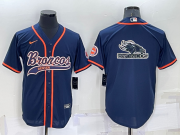 Wholesale Cheap Men's Denver Broncos Navy Team Big Logo With Patch Cool Base Stitched Baseball Jersey