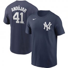 Wholesale Cheap New York Yankees #41 Miguel Andujar Nike Name & Number Team T-Shirt Navy