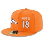 Wholesale Cheap Denver Broncos #18 Peyton Manning Snapback Cap NFL Player Orange with White Number Stitched Hat