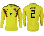 Wholesale Cheap Colombia #2 Zapata Home Long Sleeves Soccer Country Jersey
