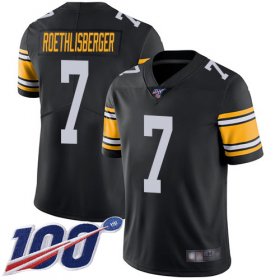Wholesale Cheap Nike Steelers #7 Ben Roethlisberger Black Alternate Men\'s Stitched NFL 100th Season Vapor Limited Jersey
