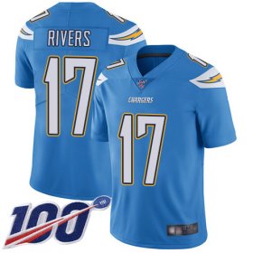 Wholesale Cheap Nike Chargers #17 Philip Rivers Electric Blue Alternate Men\'s Stitched NFL 100th Season Vapor Limited Jersey