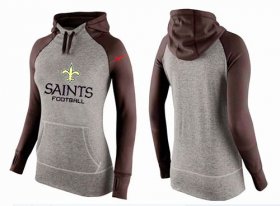 Wholesale Cheap Women\'s Nike New Orleans Saints Performance Hoodie Grey & Brown
