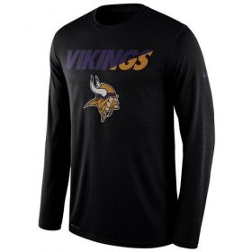 Wholesale Cheap Men\'s Minnesota Vikings Nike Black Legend Staff Practice Long Sleeves Performance T-Shirt