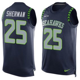 Wholesale Cheap Nike Seahawks #25 Richard Sherman Steel Blue Team Color Men\'s Stitched NFL Limited Tank Top Jersey