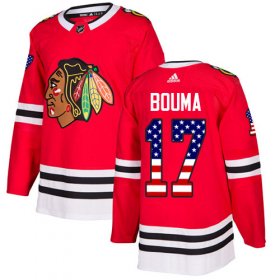 Wholesale Cheap Adidas Blackhawks #17 Lance Bouma Red Home Authentic USA Flag Stitched NHL Jersey