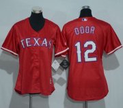 Wholesale Cheap Rangers #12 Rougned Odor Red Women's Alternate Stitched MLB Jersey