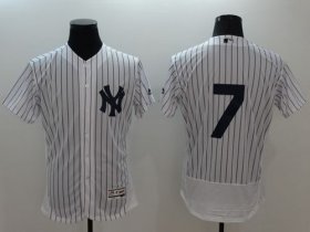 Wholesale Cheap Yankees #7 Mickey Mantle White Strip Flexbase Authentic Collection Stitched MLB Jersey