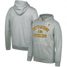 Wholesale Cheap Pittsburgh Steelers Mitchell & Ness Team History Pullover Hoodie Gray