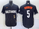 Wholesale Cheap Men's Baltimore Orioles #5 Brooks Robinson Number Black 2023 City Connect Cool Base Stitched Jersey 2