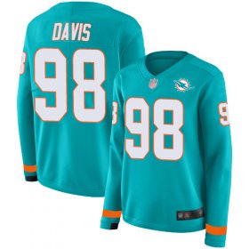 Wholesale Cheap Nike Dolphins #98 Raekwon Davis Aqua Green Team Color Women\'s Stitched NFL Limited Therma Long Sleeve Jersey