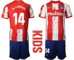 Wholesale Cheap Youth 2021-2022 Club Atletico Madrid home red 14 Nike Soccer Jersey