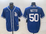 Cheap Men's Los Angeles Dodgers #50 Mookie Betts Blue Cool Base Stitched Baseball Jersey