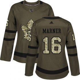 Wholesale Cheap Adidas Maple Leafs #16 Mitchell Marner Green Salute to Service Women\'s Stitched NHL Jersey