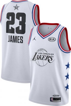Wholesale Cheap Jordan Men\'s 2019 NBA All-Star Game #23 LeBron James White Dri-FIT Swingman Jersey