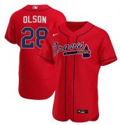 Wholesale Cheap Men's Atlanta Braves #28 Matt Olson Red Flex Base Stitched Baseball Jersey