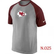 Wholesale Cheap Nike Kansas City Chiefs Ash Tri Big Play Raglan NFL T-Shirt Grey/Red