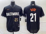 Wholesale Cheap Men's Baltimore Orioles #21 Austin Hays Number Black 2023 City Connect Cool Base Stitched Jersey