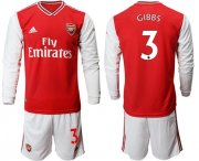 Wholesale Cheap Arsenal #3 Gibbs Red Home Long Sleeves Soccer Club Jersey