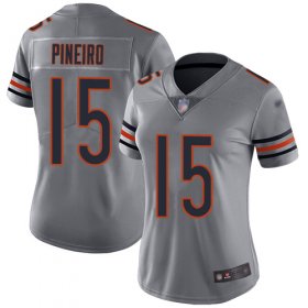Wholesale Cheap Nike Bears #15 Eddy Pineiro Silver Women\'s Stitched NFL Limited Inverted Legend Jersey