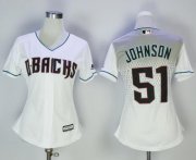 Wholesale Cheap Diamondbacks #51 Randy Johnson White Home Women's Stitched MLB Jersey