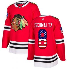 Wholesale Cheap Adidas Blackhawks #8 Nick Schmaltz Red Home Authentic USA Flag Stitched NHL Jersey