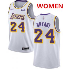 Wholesale Cheap Women\'s Los Angeles Lakers #24 Kobe Bryant White Basketball Swingman Association Edition Jersey