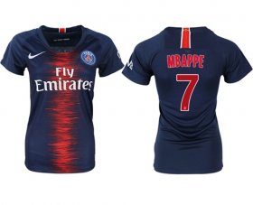 Wholesale Cheap Women\'s Paris Saint-Germain #7 Mbappe Home Soccer Club Jersey