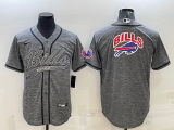 Wholesale Cheap Men's Buffalo Bills Grey Team Big Logo With Patch Cool Base Stitched Baseball Jersey