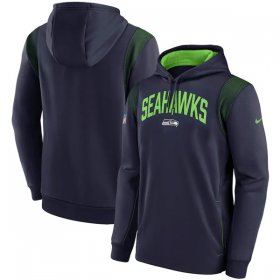 Wholesale Cheap Mens Seattle Seahawks College Navy Sideline Stack Performance Pullover Hoodie