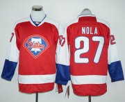 Wholesale Cheap Phillies #27 Aaron Nola Red Long Sleeve Stitched MLB Jersey