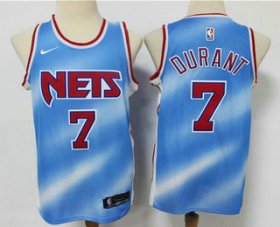 Wholesale Cheap Men\'s Brooklyn Nets #7 Kevin Durant Blue 2020-21 Hardwood Classics Stitched NBA Jersey