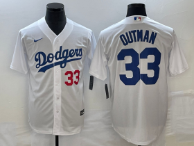 Wholesale Cheap Men\'s Los Angeles Dodgers #33 James Outman Number White Cool Base Stitched Jersey