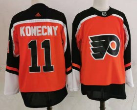 Wholesale Cheap Men\'s Philadelphia Flyers #11 Travis Konecny Orange Adidas 2020-21 Stitched NHL Jersey