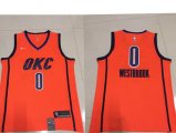 Wholesale Cheap Men's Oklahoma City Thunder #0 Russell Westbrook Nike Orange 2018-19 Swingman Earned Edition Jersey