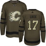 Wholesale Cheap Adidas Flames #17 Milan Lucic Green Salute to Service Stitched NHL Jersey